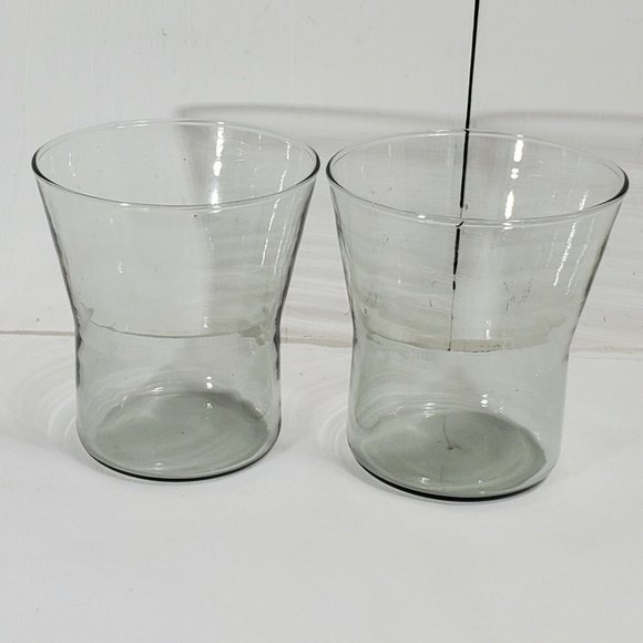 Corning Snap II Smoke Old Fashioned Whiskey Glasses 2pc fluted tulip handblown - Picture 1 of 9